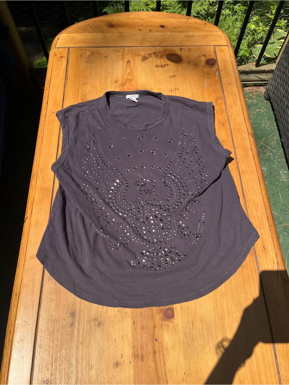 Hollister Charcoal Gray Studded Eagle Sleeveless Tank